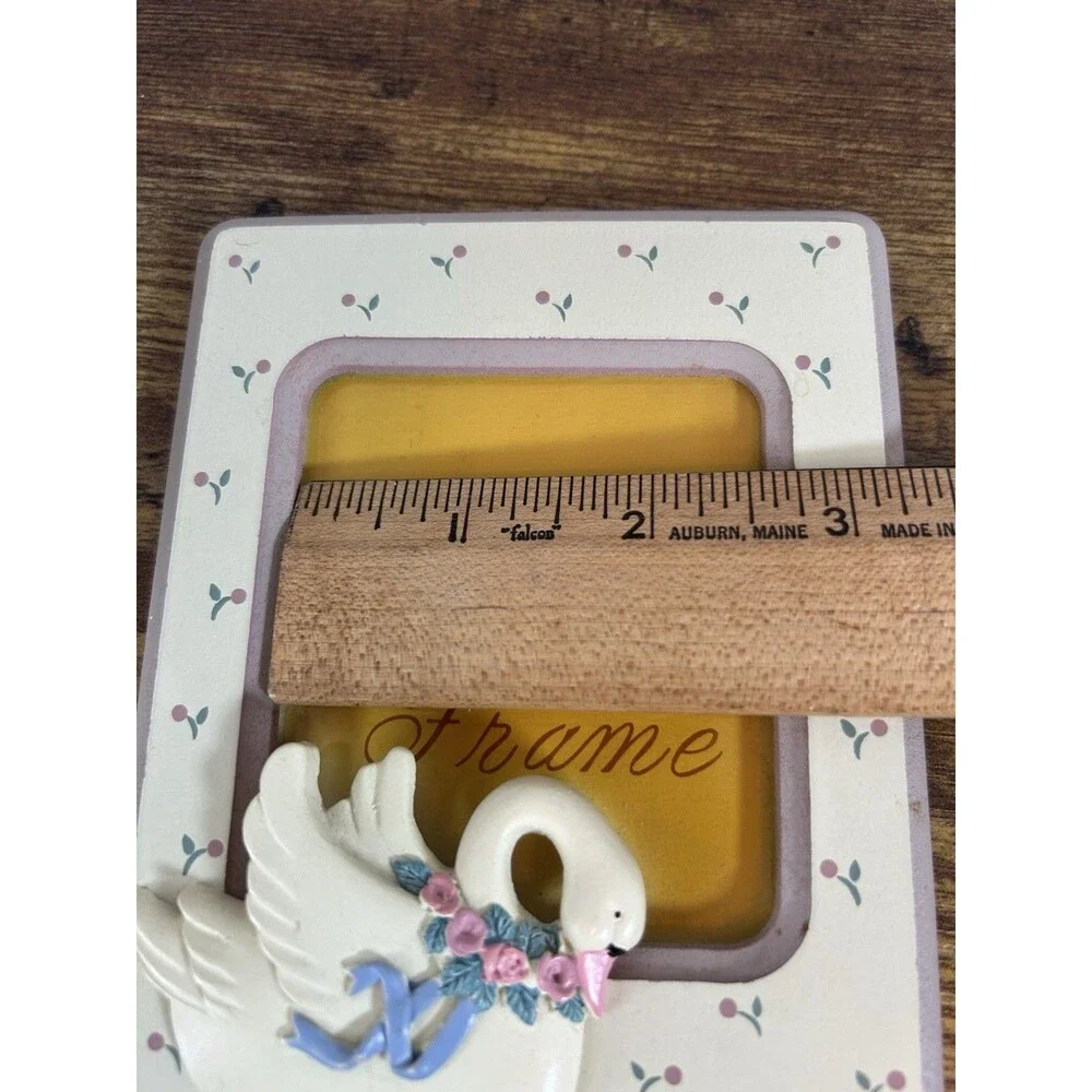 Vintage Swan Photo Picture Frame Pink Roses Cottagecore Shabby Chic 5x4 Decor